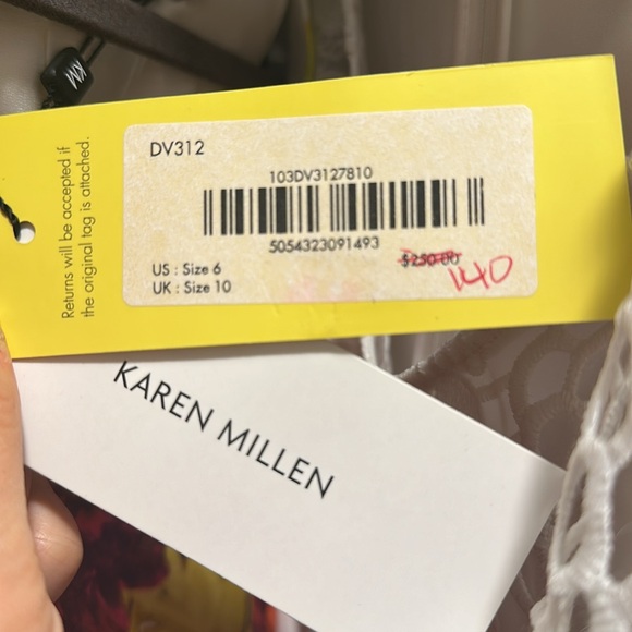 Karen Millen Bright Floral A-Line Cotton Dress Size 6 - Picture 5 of 6